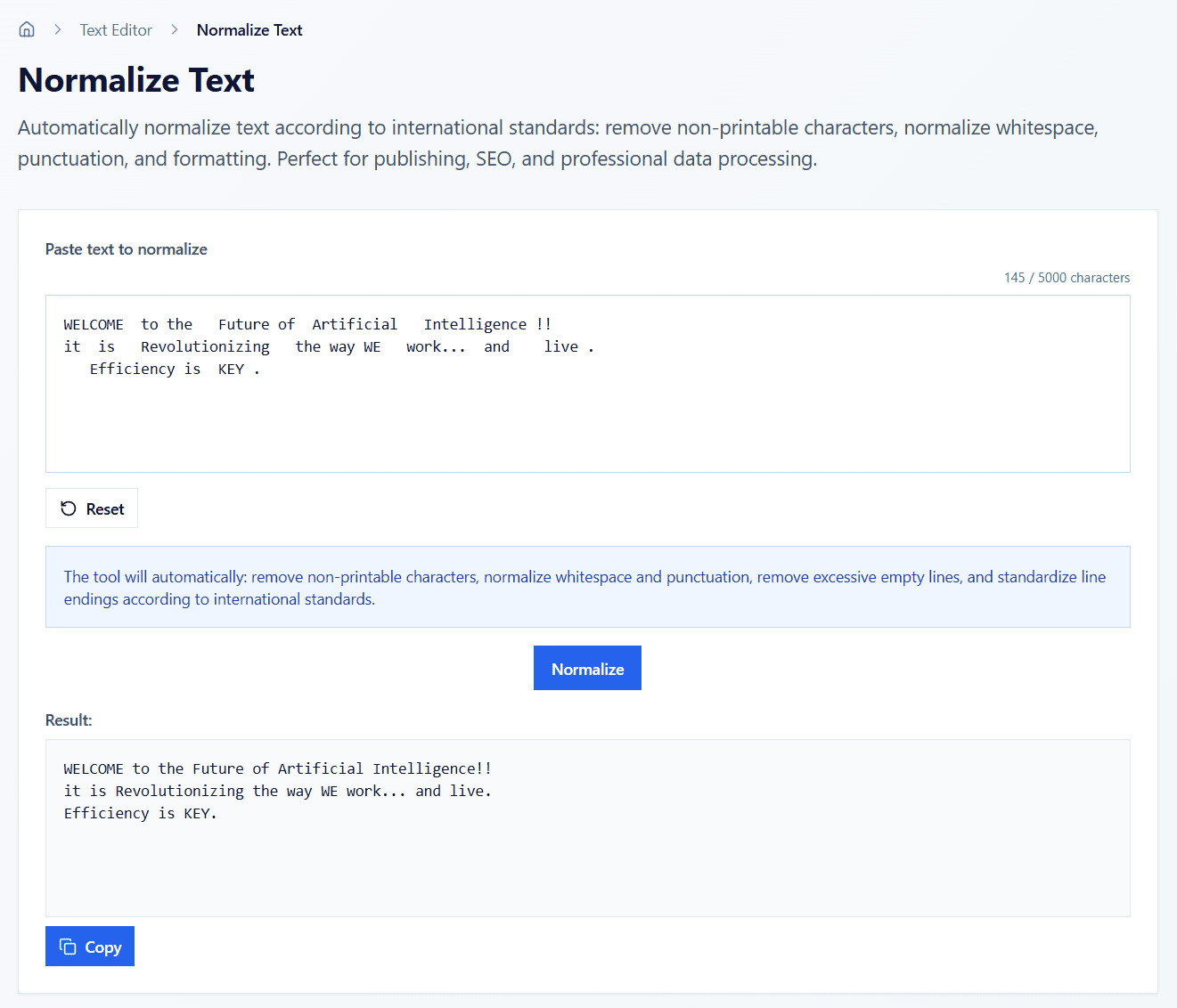 4 step workflow for text normalization